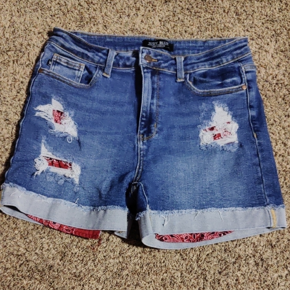 Judy Blue Women's Blue Distressed Denim Shorts